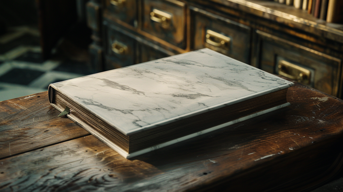 Elegant Marble Book on Antique Table