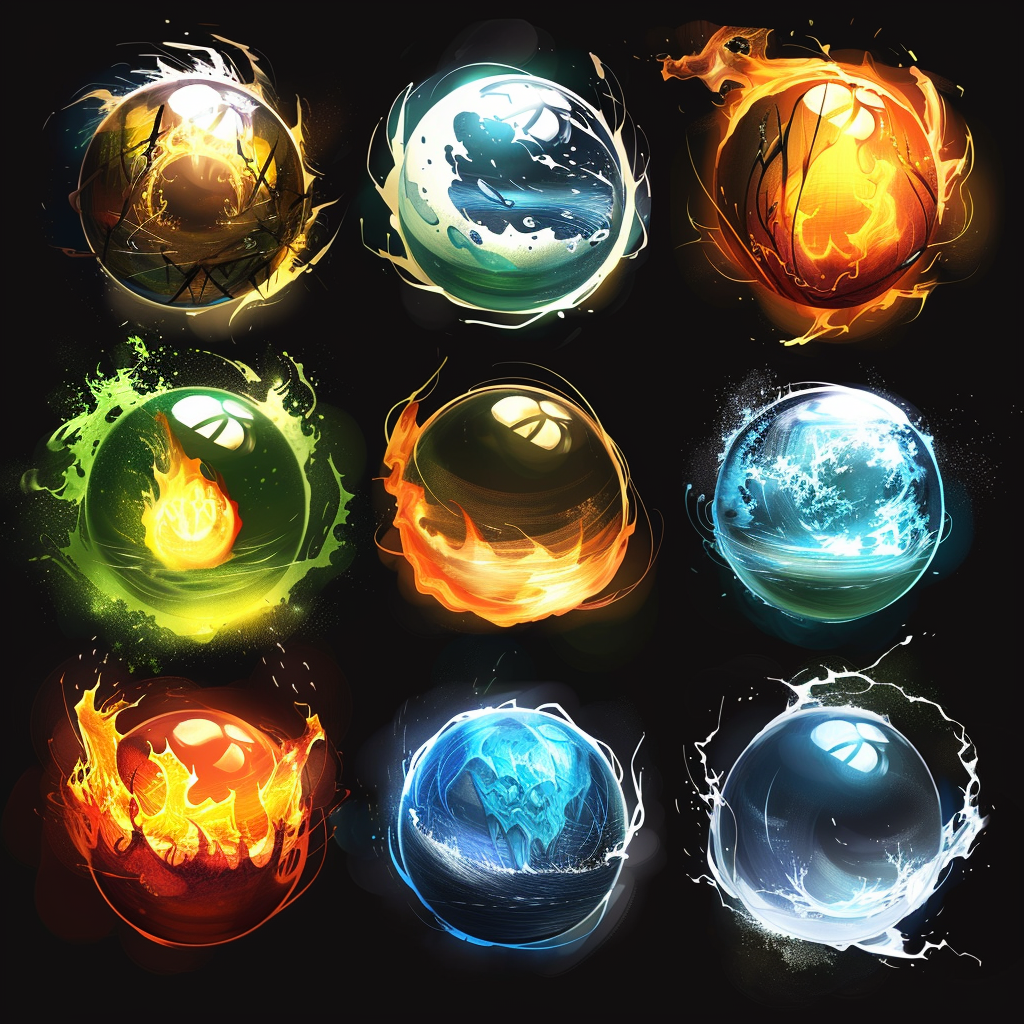 Elemental move orbs sprite animation