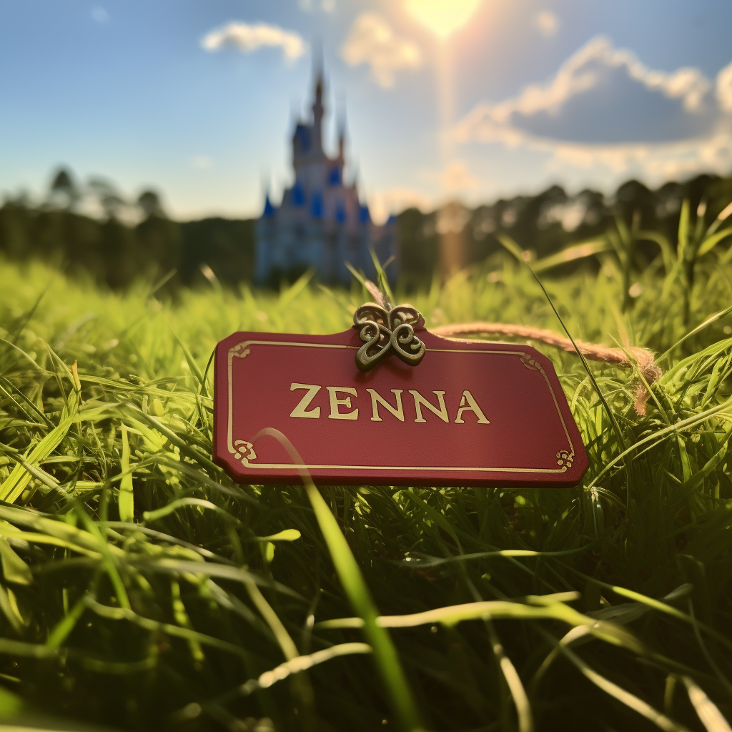 Elena Disney Nametag in Grass with Castle Background