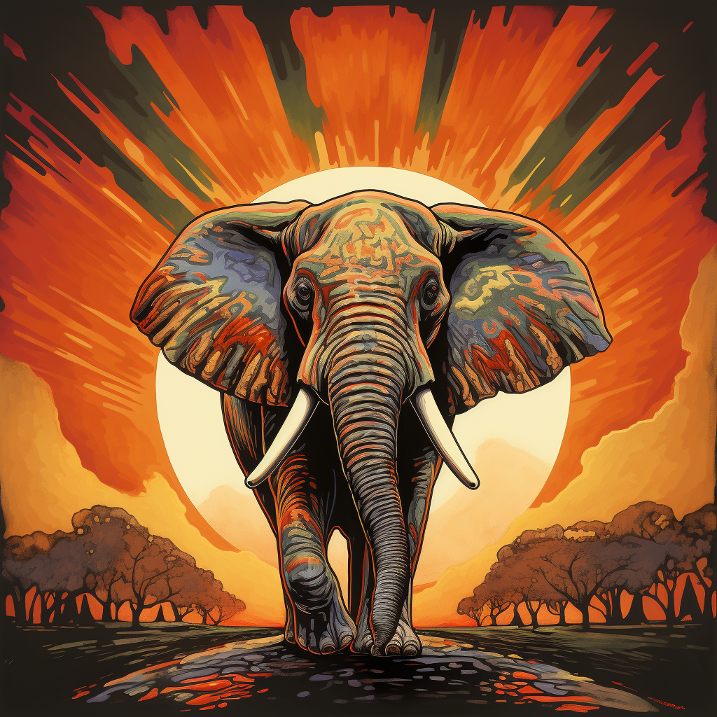 Retro 70s Elephant Album Art Print