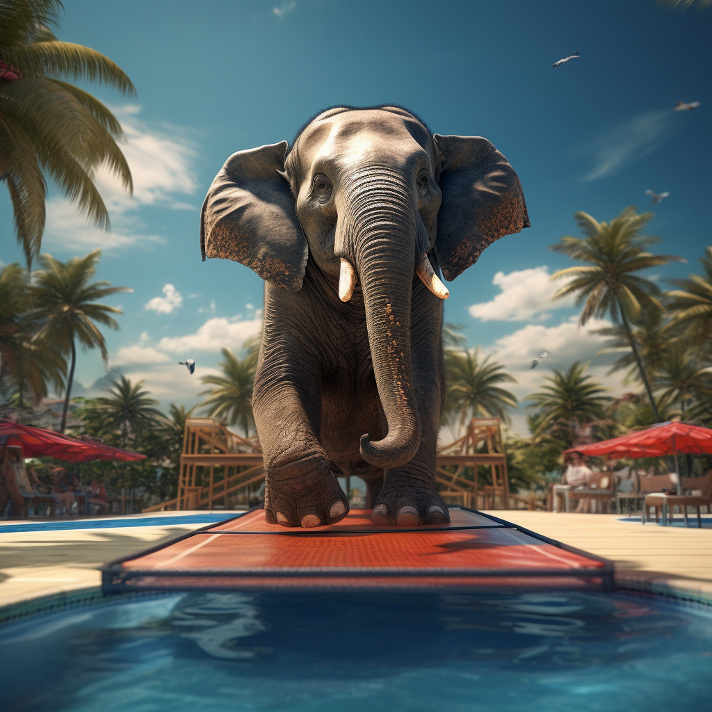 Elephant on Paddle Board Cinematic