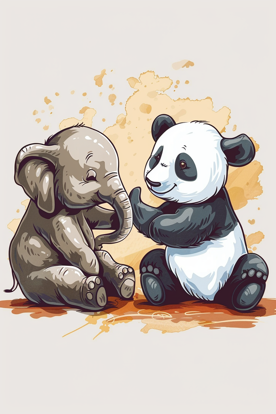 Elephant Panda Playing Together