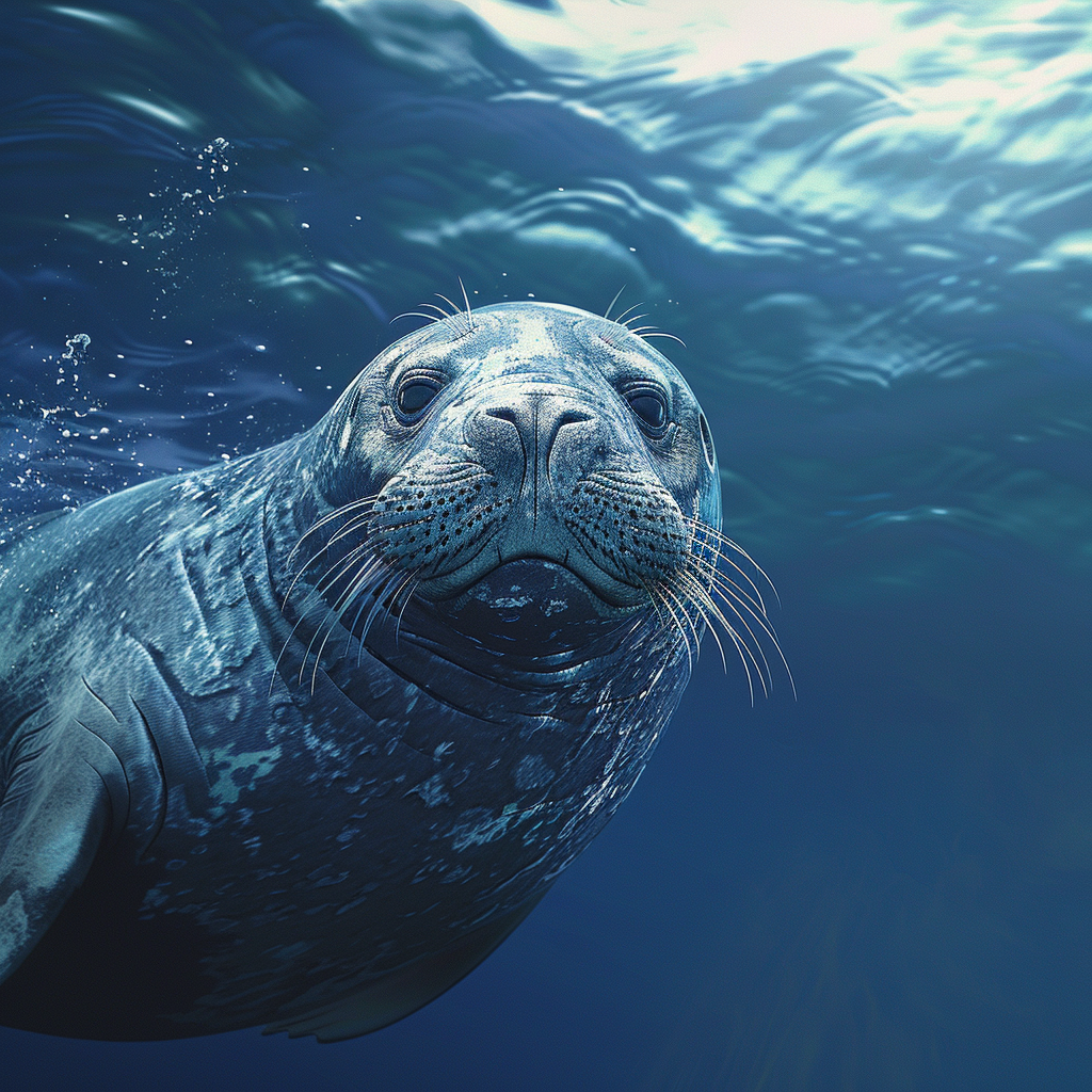 elephant seal swimming blue ocean