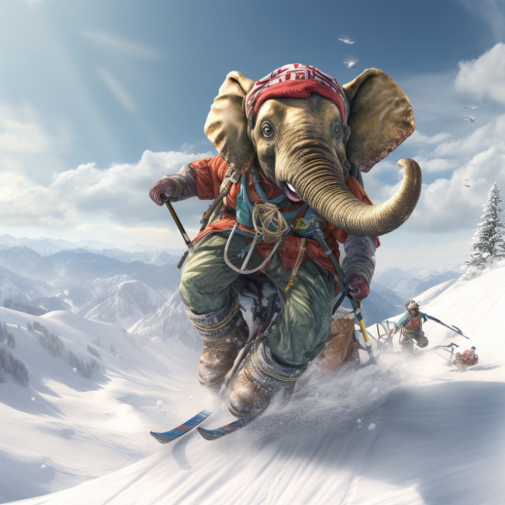 Elephant skiing adventure