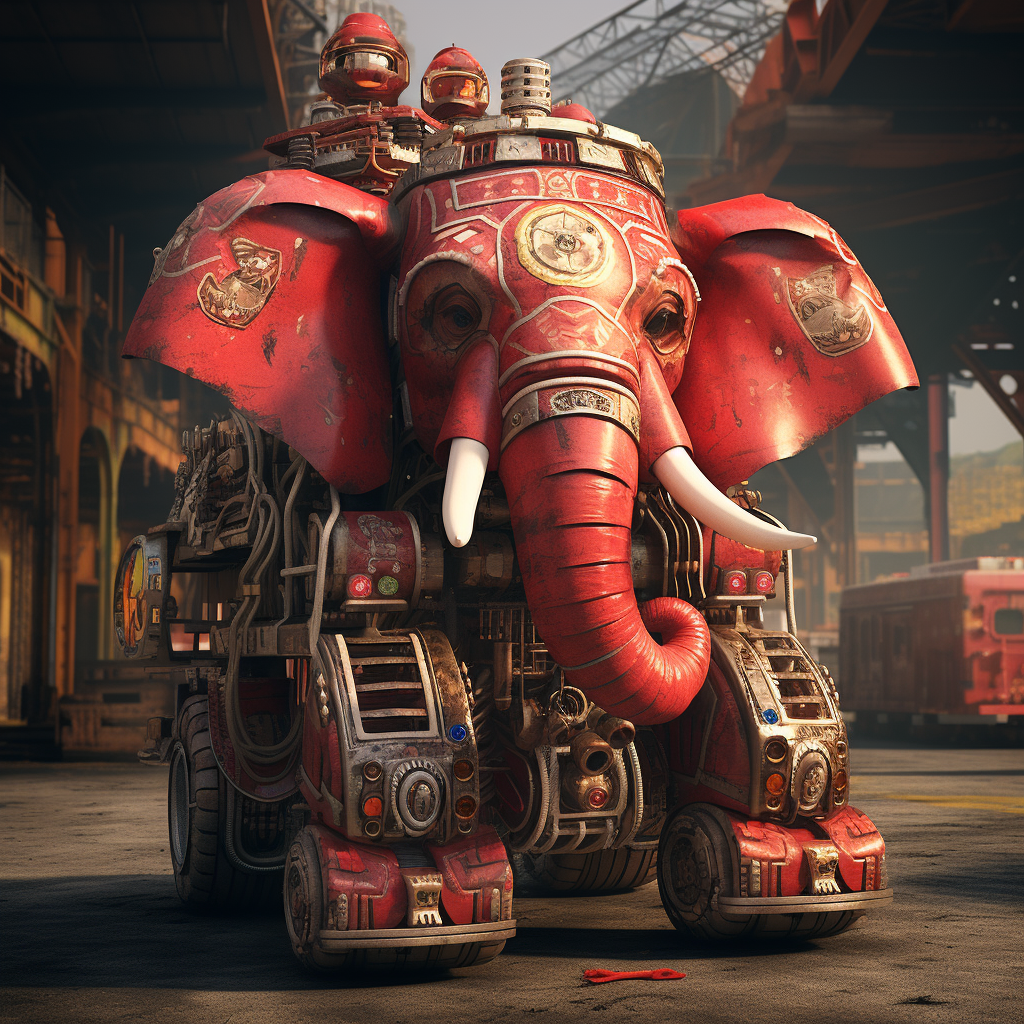 Elephant transformer as a fire truck