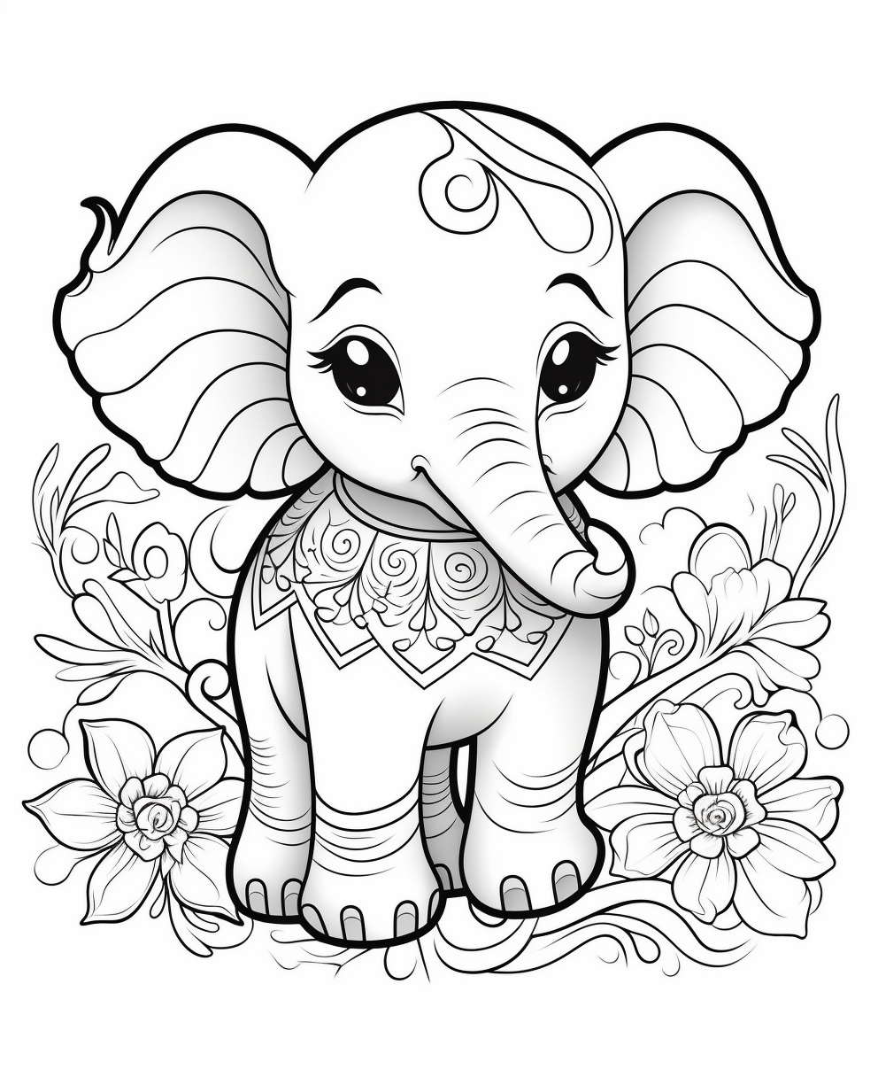 Coloring page of a cute Elephant