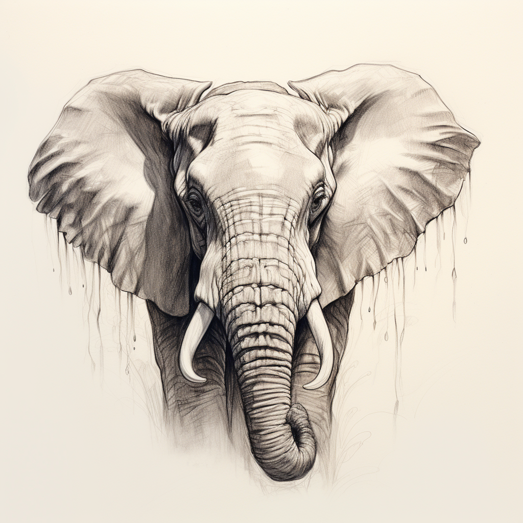 Elephant Head Drawing in Safari