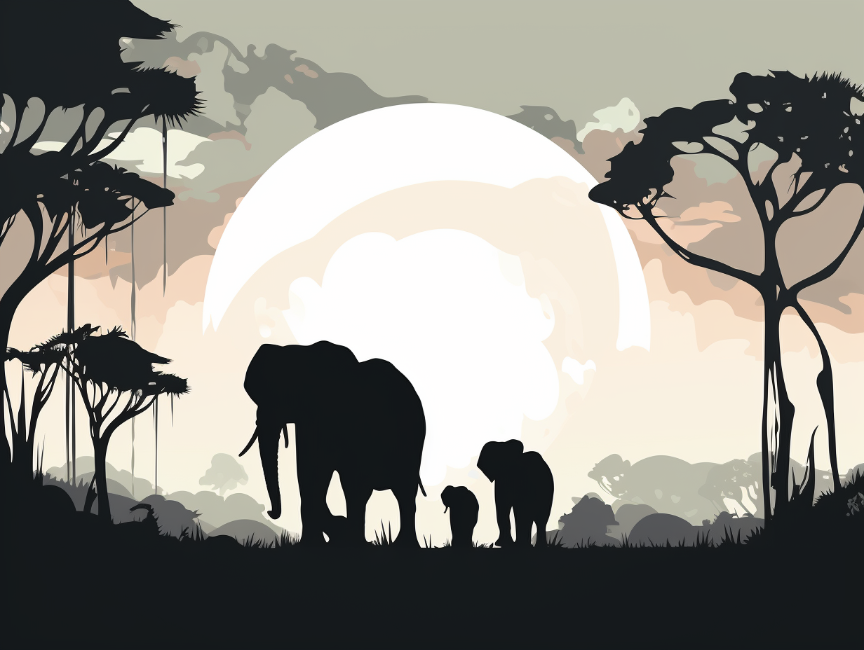 Simplistic Elephant Silhouettes in Pastel Shades