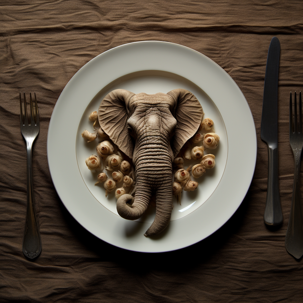 Elephant tail on a plate