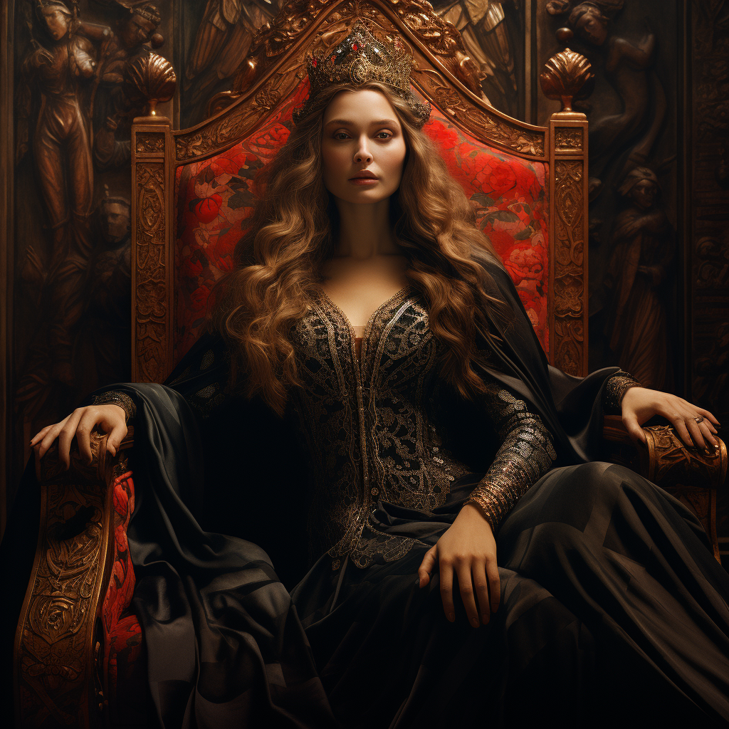 Elizabeth Olsen in ornate gothic throne room