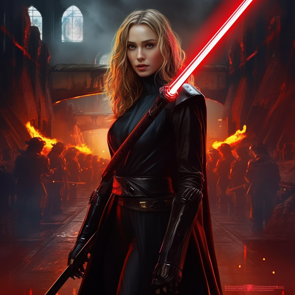 Elizabeth Olsen Sith Warrior with Red Laser Sword