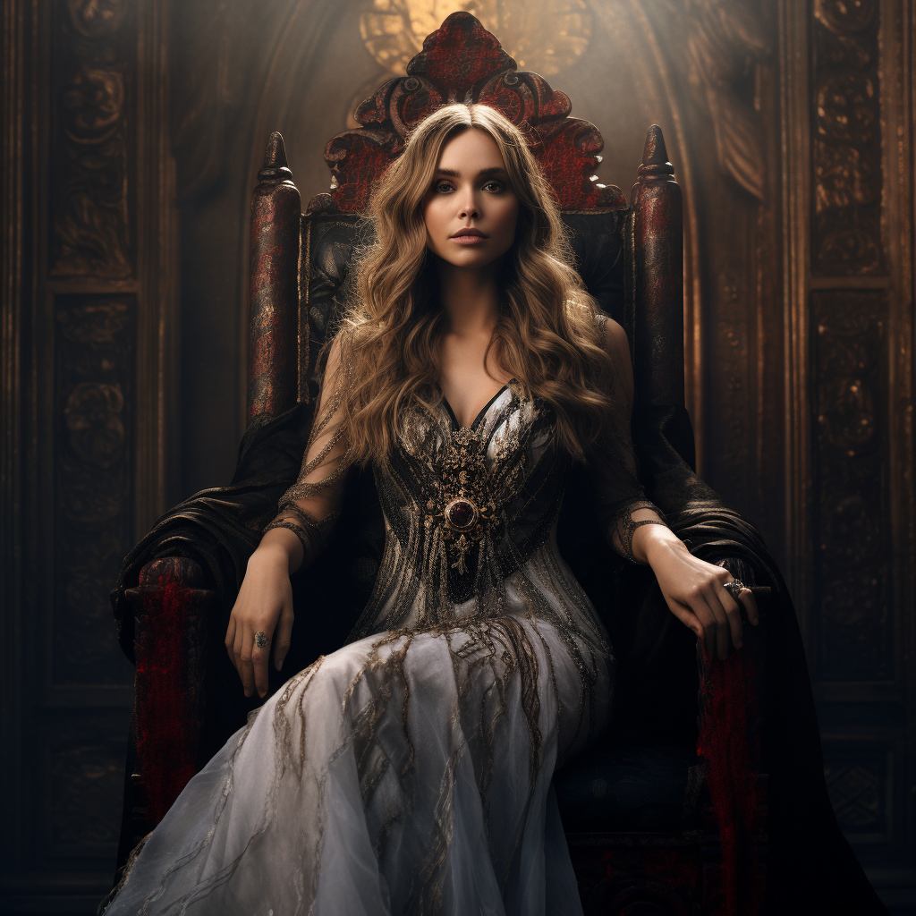 Elizabeth Olsen in Gothic Throne Room