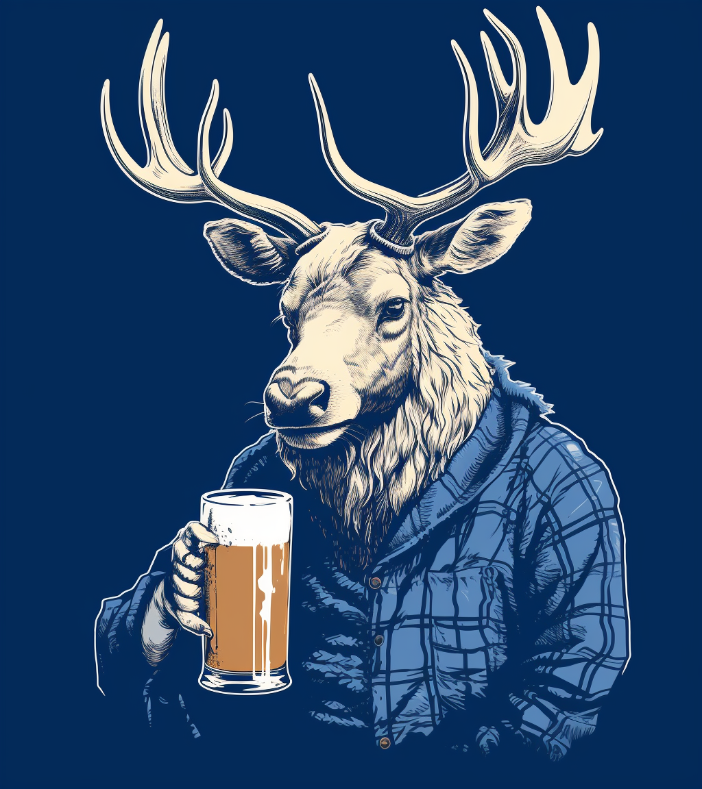 Elk holding a beer mug