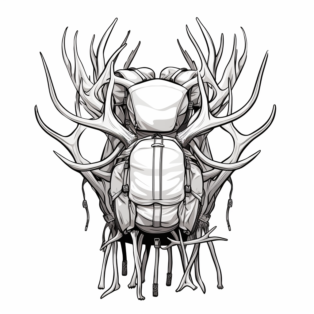 Illustration of elk antlers in hunting pack