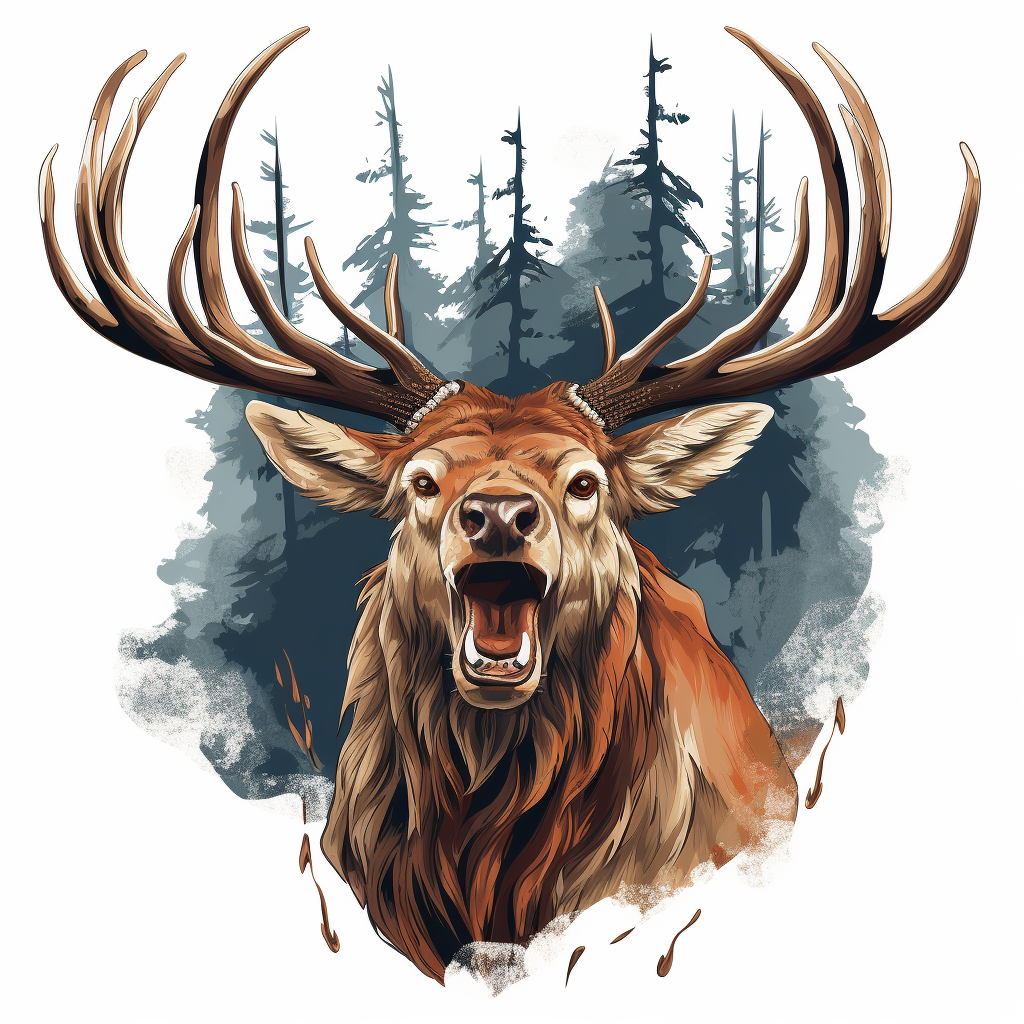 Elk Head Bugling with Large Antlers