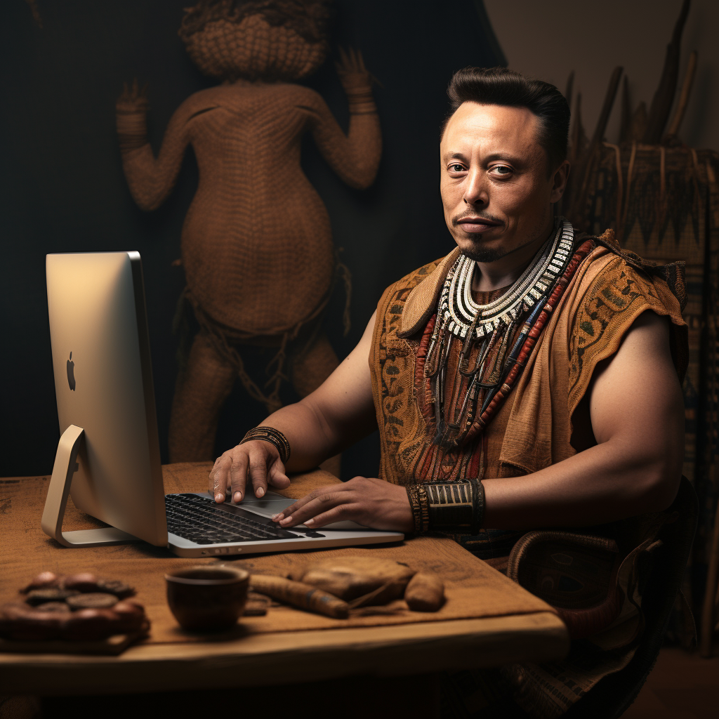 Elon Musk African Man Typing Computer