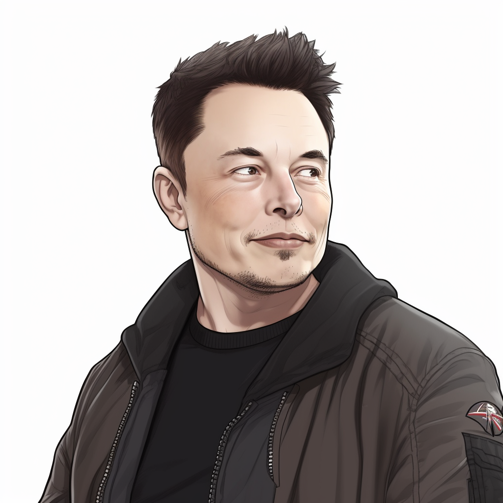 Anime version of Elon Musk on white background