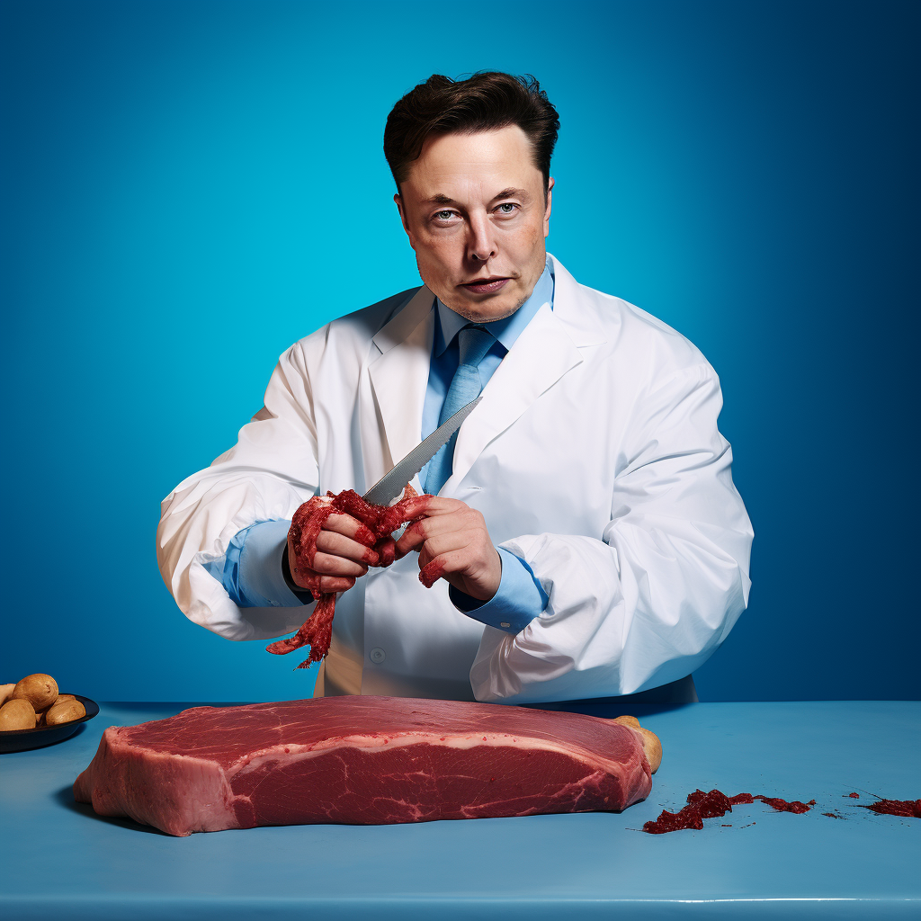 Yellow and Blue Meat Cuts by Elon Musk