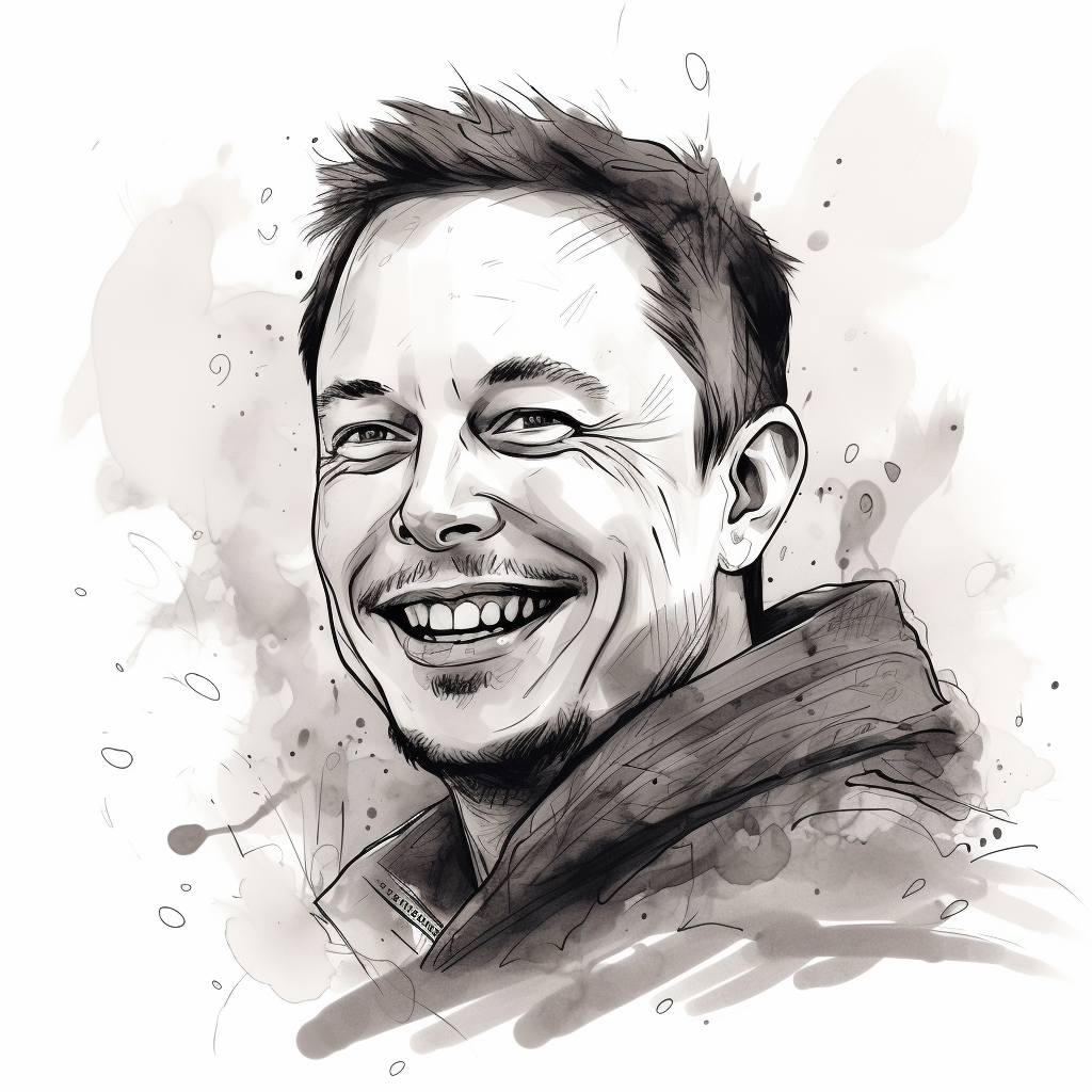 Minimalist Elon Musk smiling