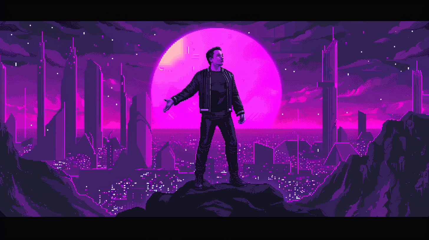 Elon Musk Sony A9 Telepathy Pixel Art