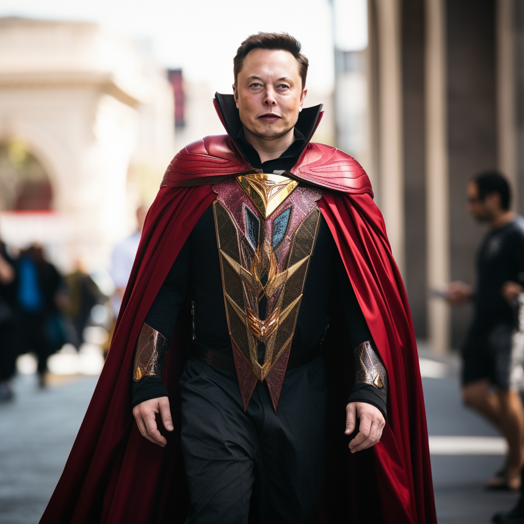 Elon Musk in Wizard Power Ranger Attire