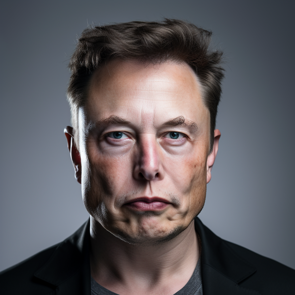 Angry Elon Musk on Grey Background