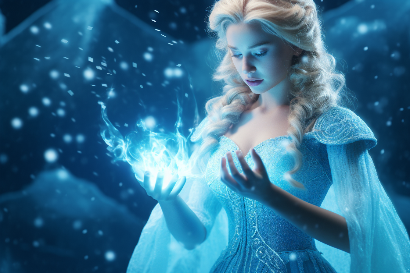 Elsa casting powerful ice spell