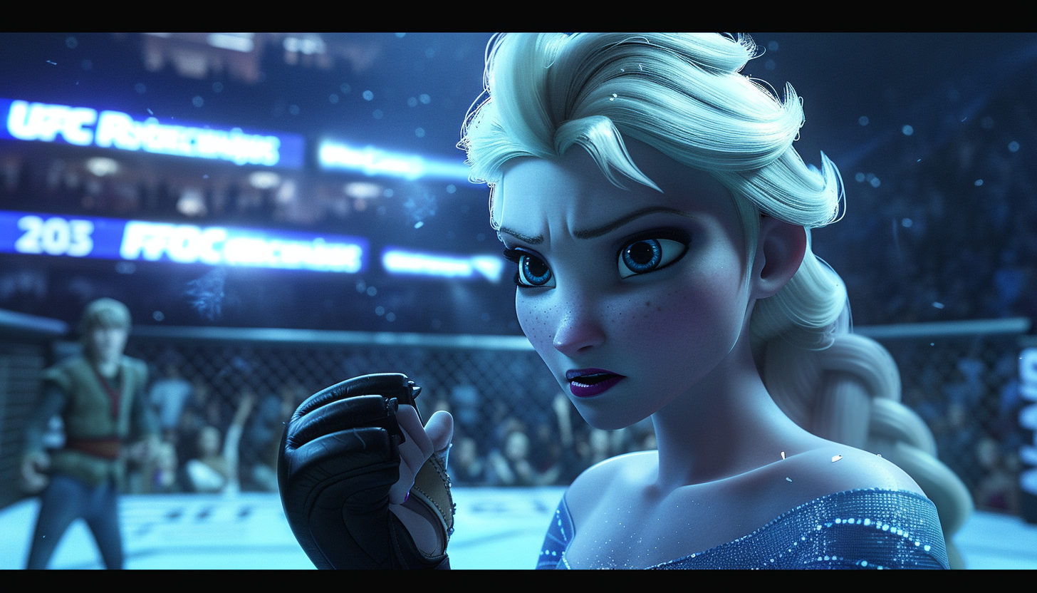 Elsa as UFC fighter in action