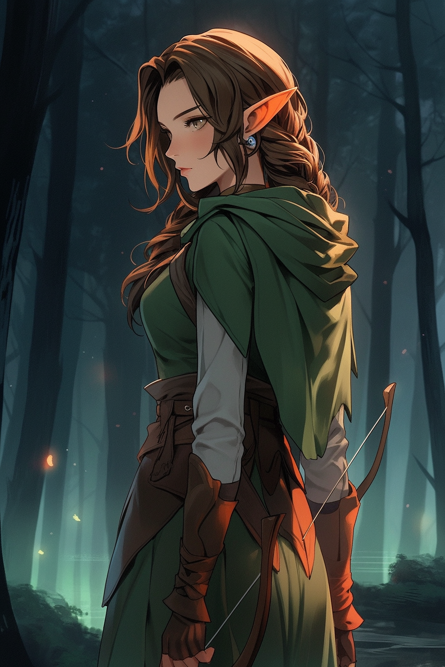 Female Elven Archer with Brown Hair