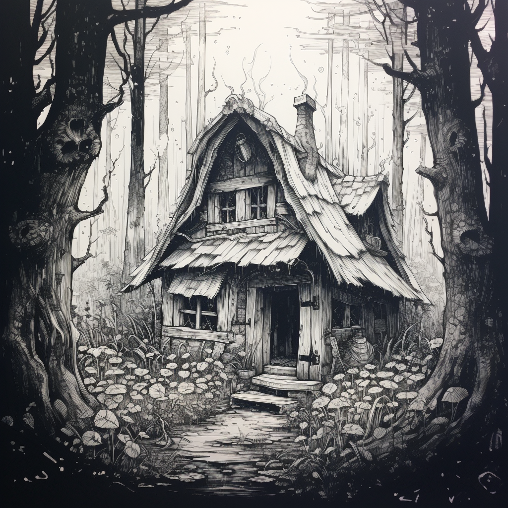 Elven Cabin in the Woods Sketch