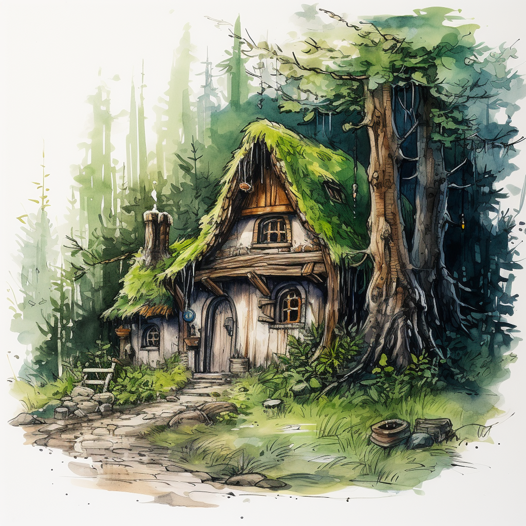 Elven home in forest sketch