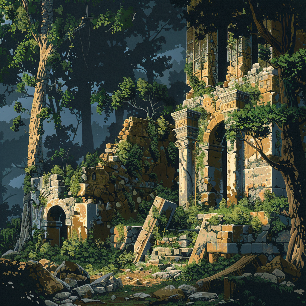 Ruins of elven outpost in forest