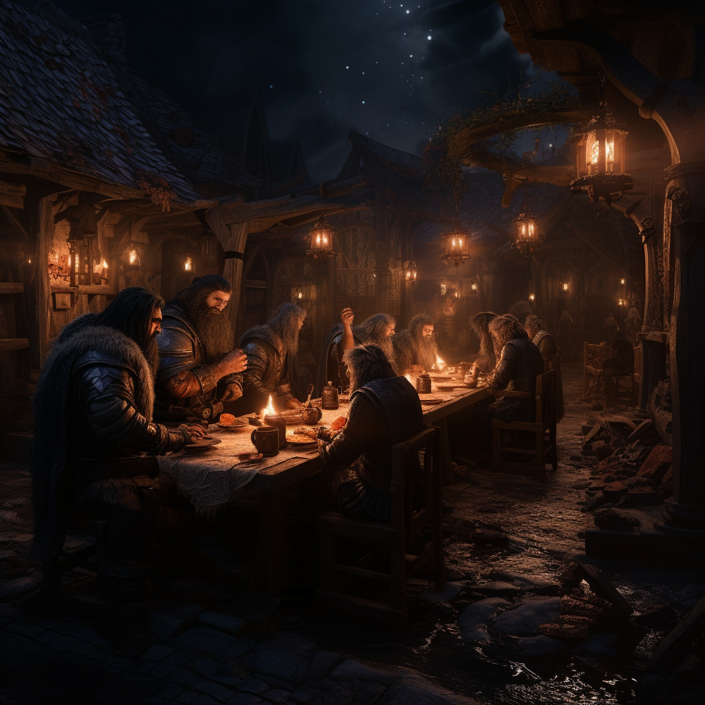 Elves and Dwarfs enjoying dinner together