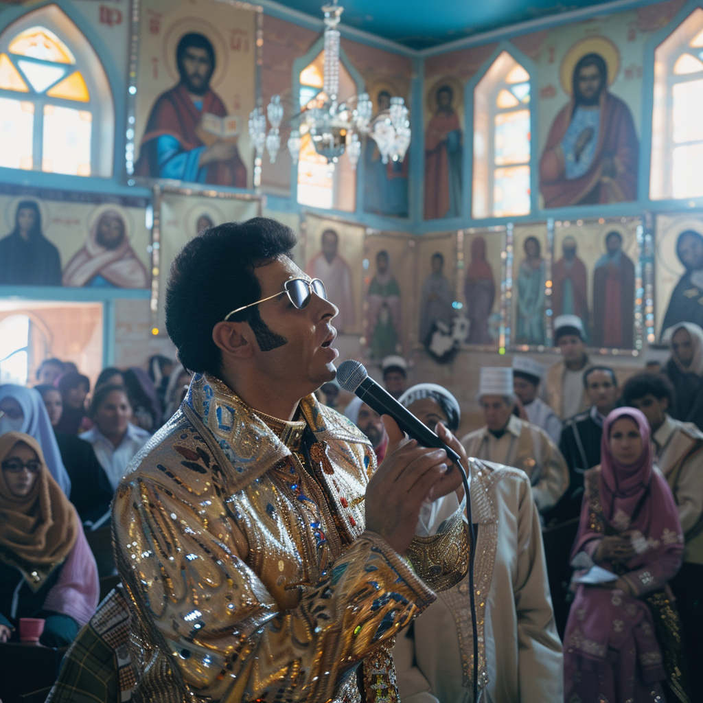 Elvis impersonator preaches in Arabian church