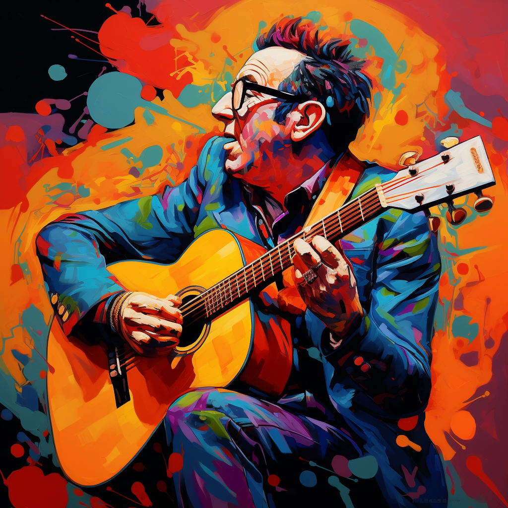 Elvis Costello performing live on stage