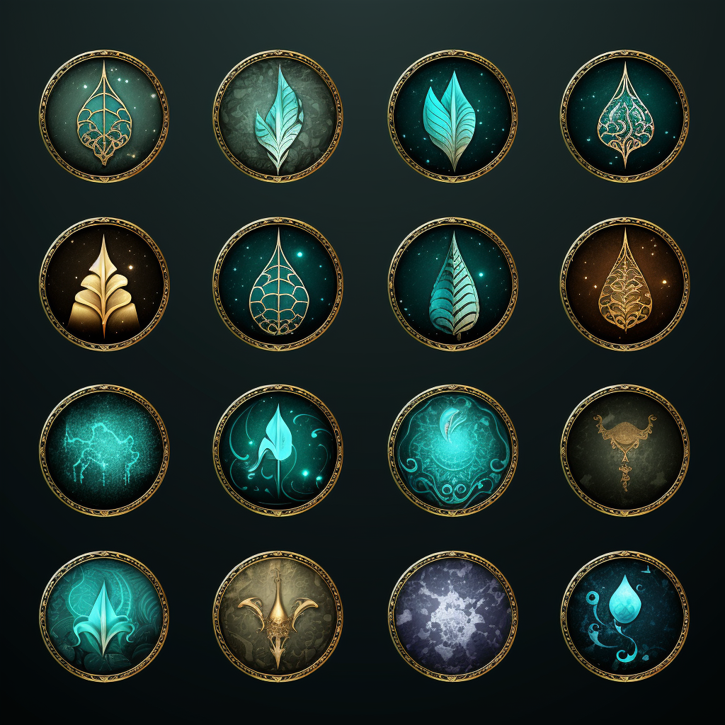 Stunning elvish mermaid themed web icons