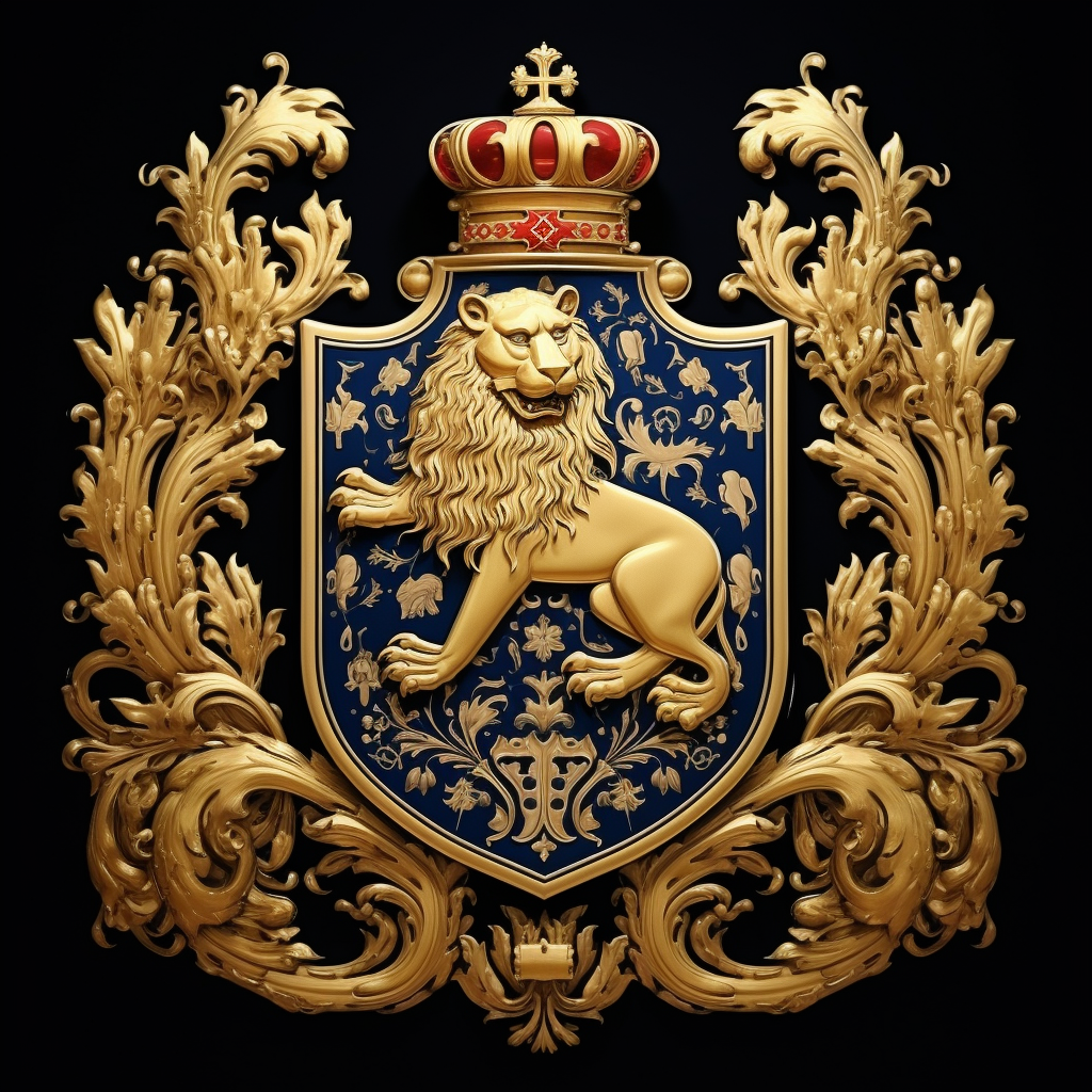 France map with royal coat of arms and golden jaguar