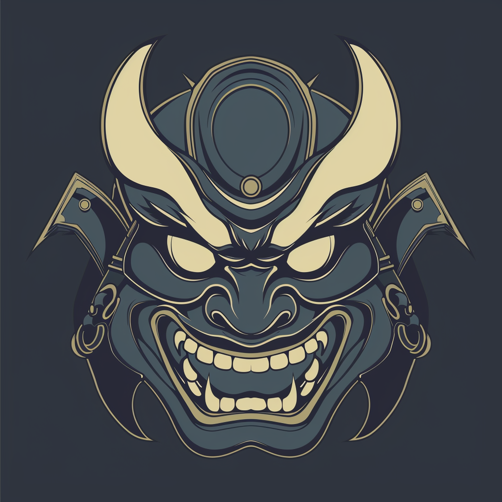 Emblem logo with Japanese demon mask