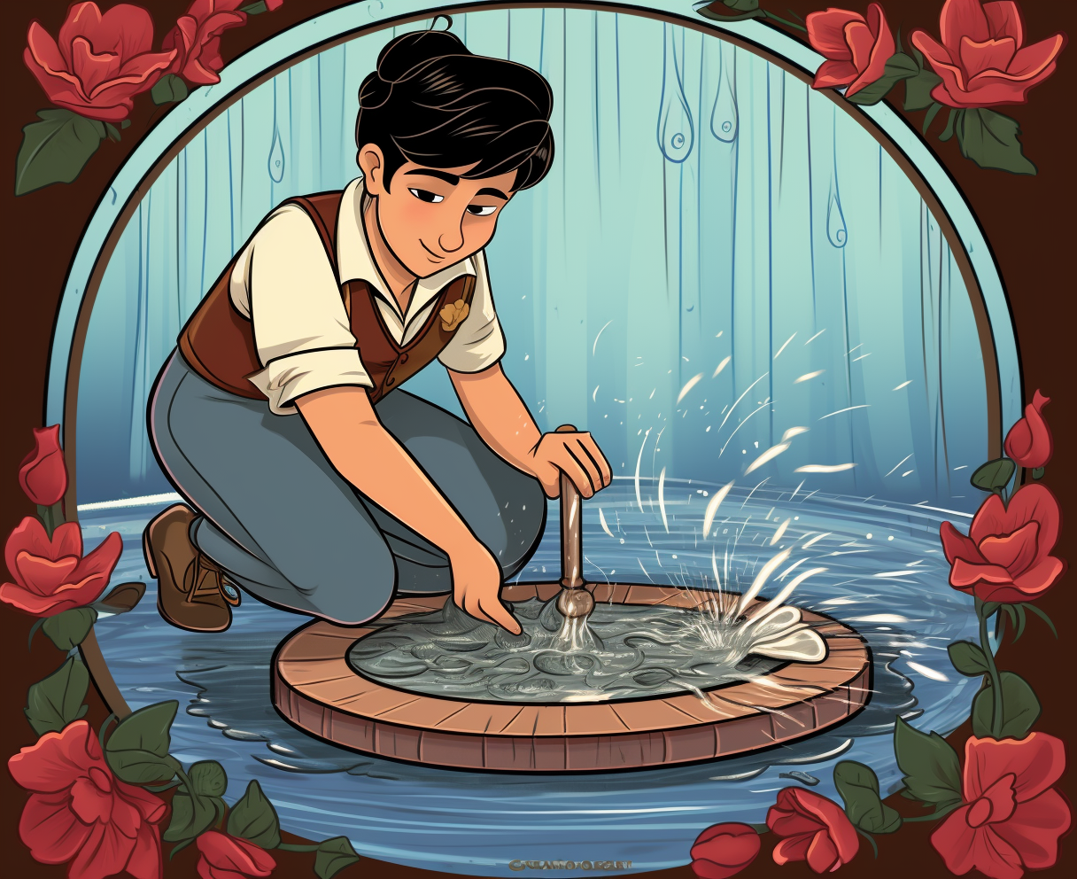 Disney-style embroidered merit badge for cleaning a river