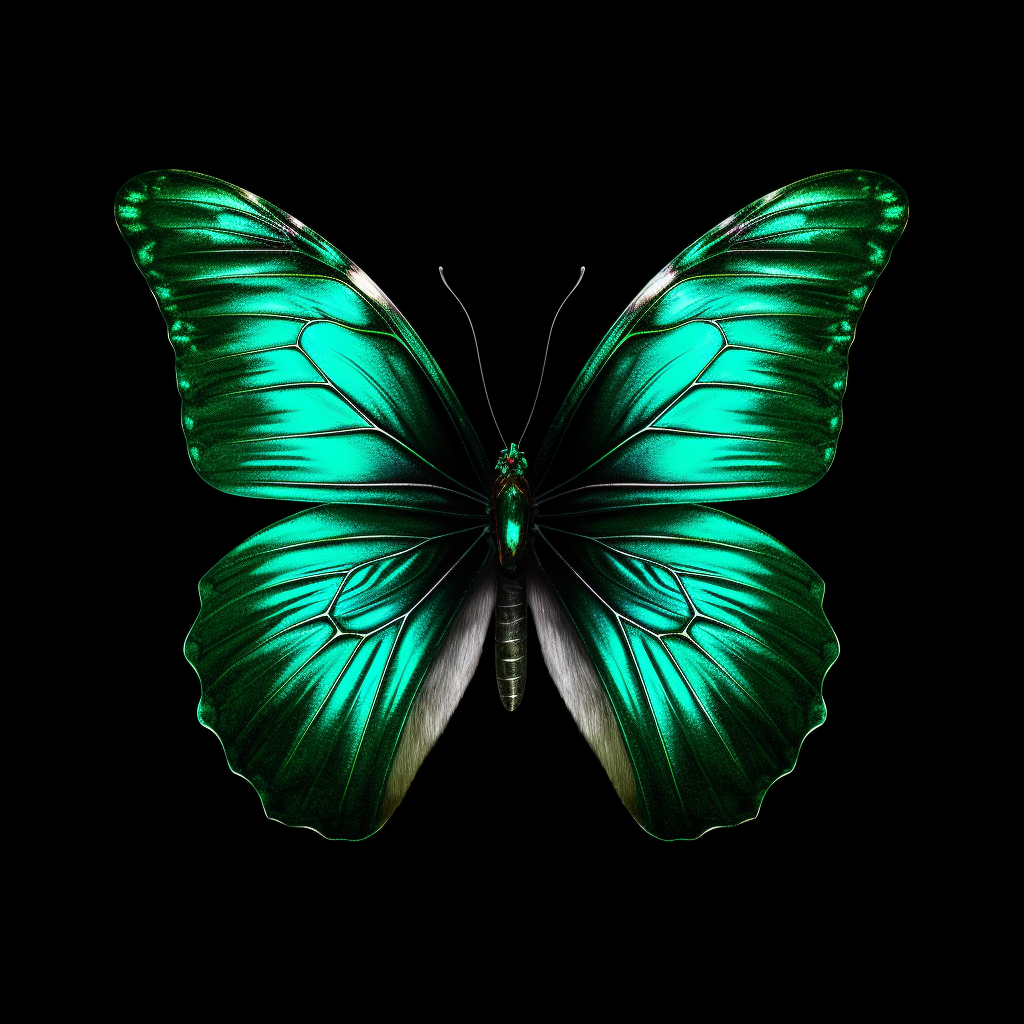 Emerald Butterfly on Black