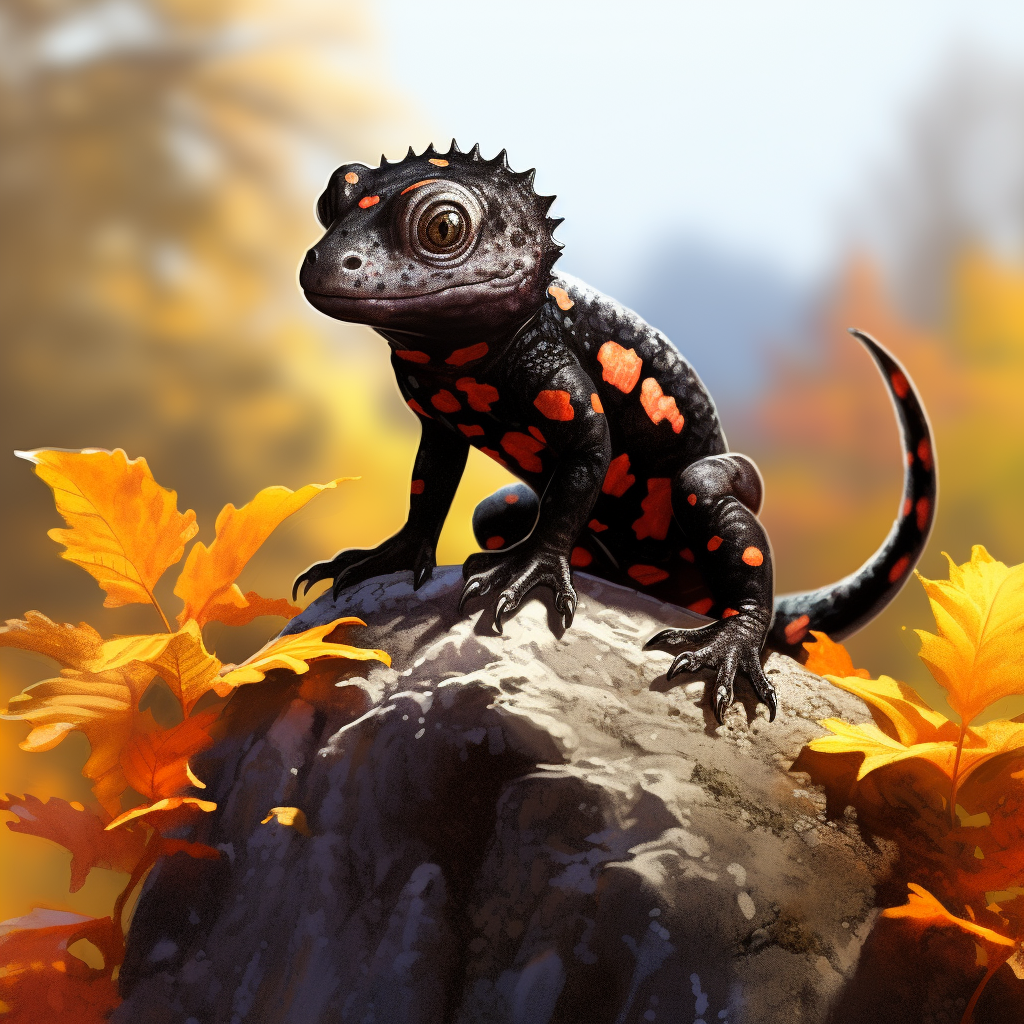 Digital art of a Japanese salamander on a rock