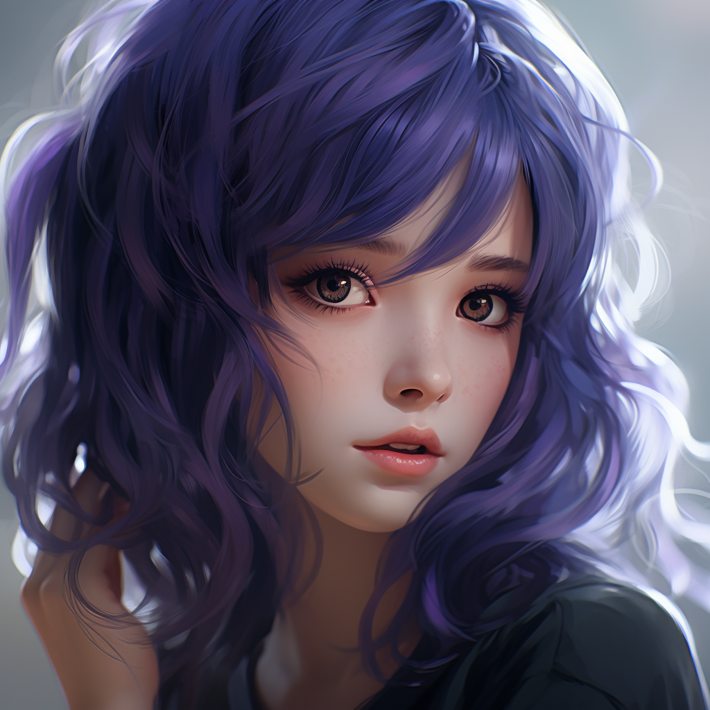 Emo anime girl with purple hair