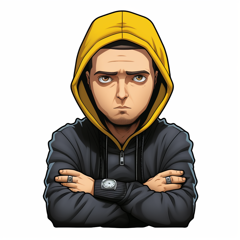 Eminem cartoon with emoji expression