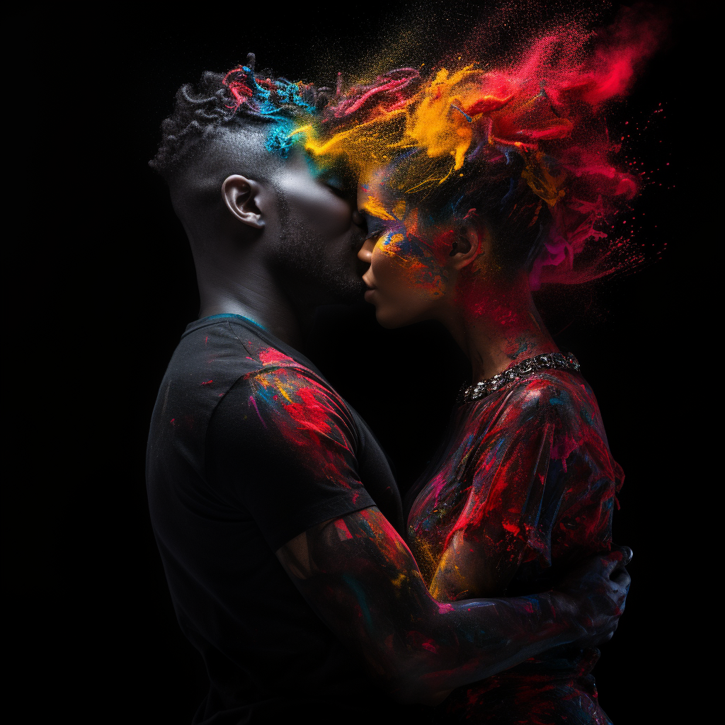 Emotional LGBT love on black background