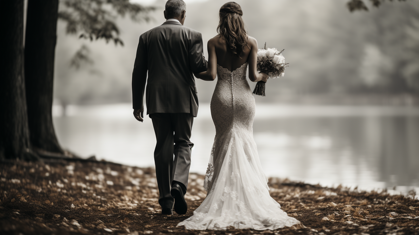 Bride and Father Walking Together