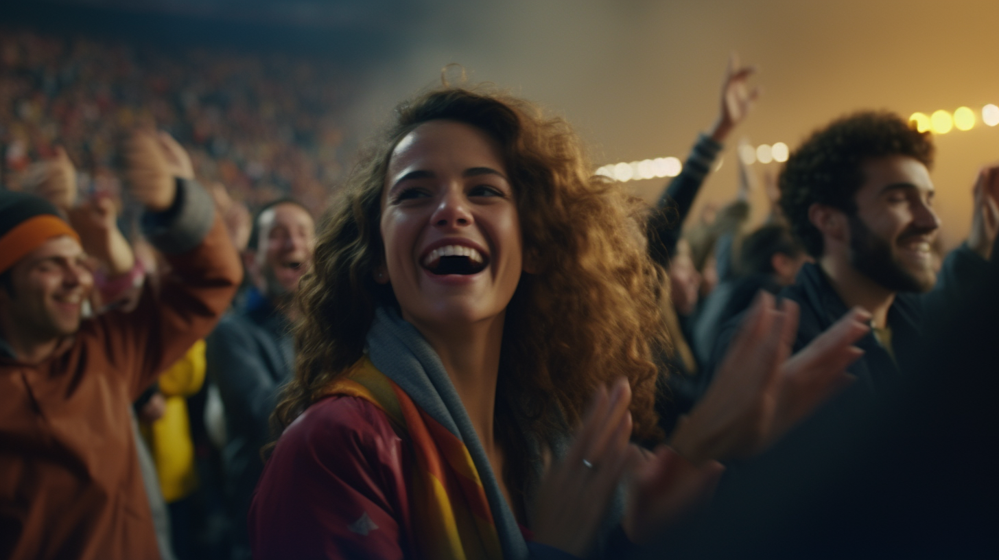 Crowd of Emotional Olympic Athletes and Fans