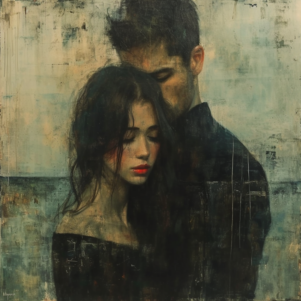 Image of emotional sadness impressionist lovers