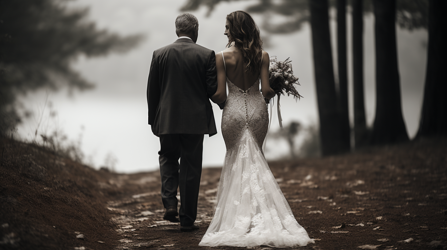 Bride and Father Walking on Wedding Day