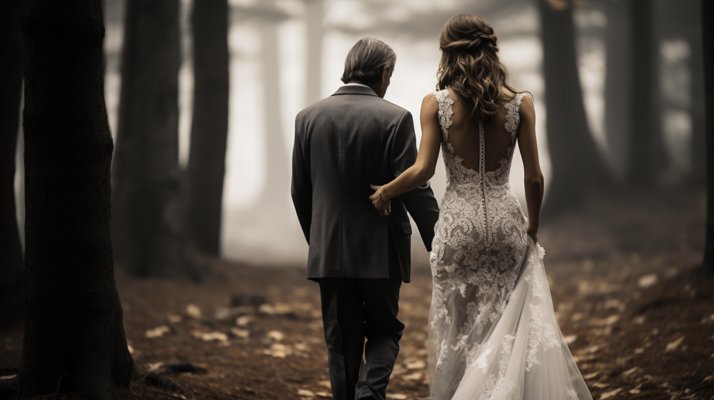 Bride and Father Sharing Lovely Wedding Moment