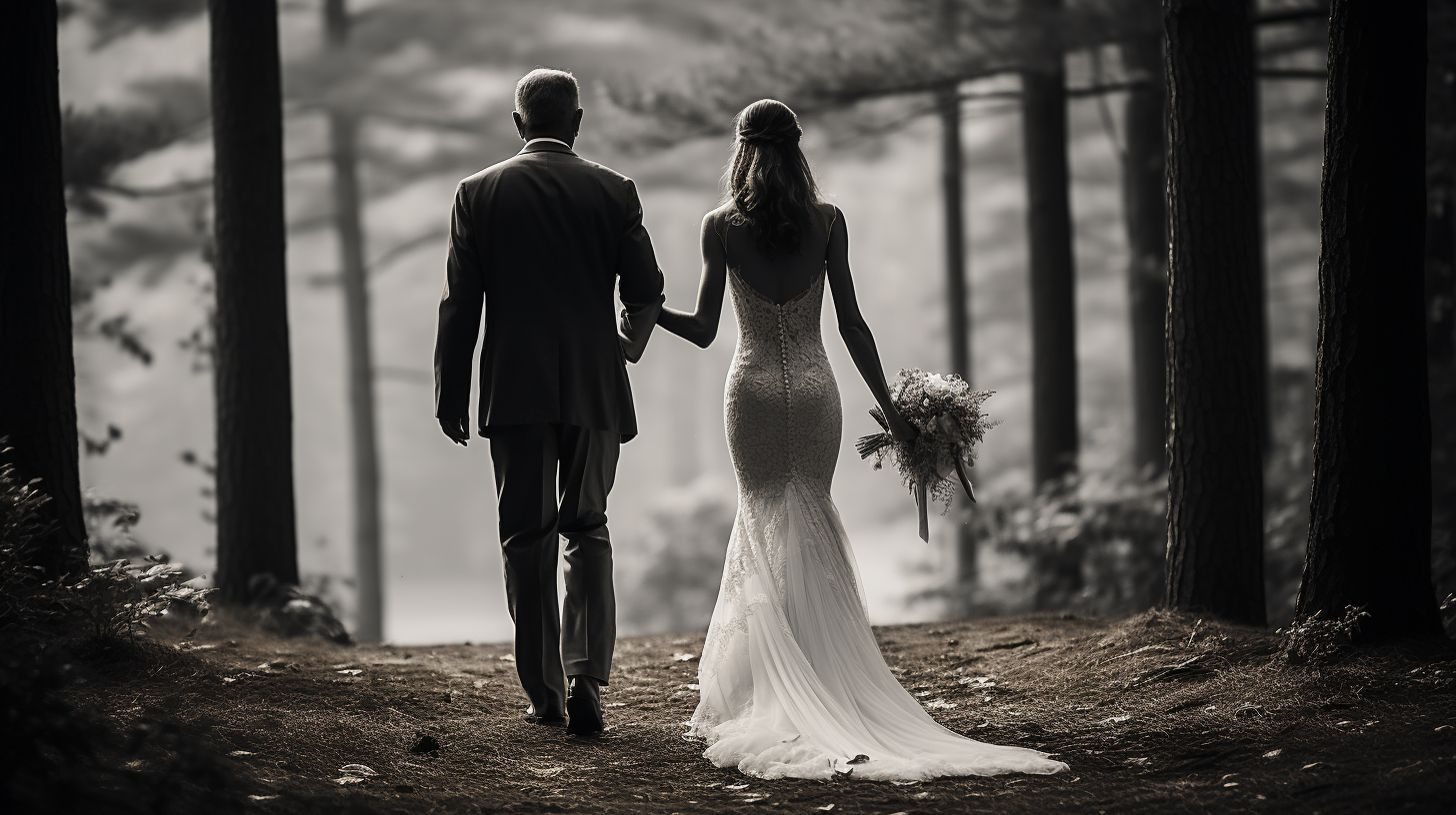 Bride and her father walking on wedding day